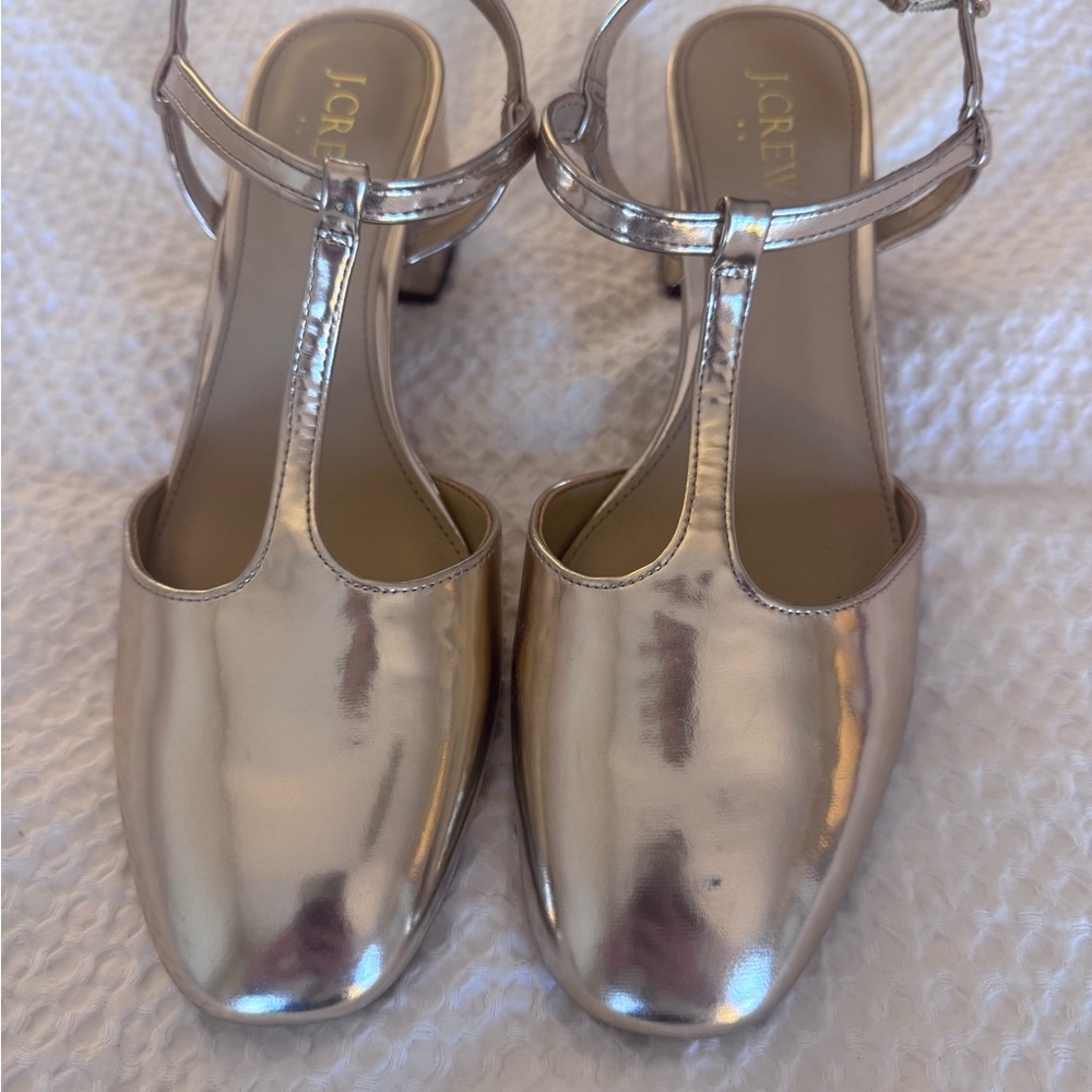 J. Crew Women's Shiny Gold Heels